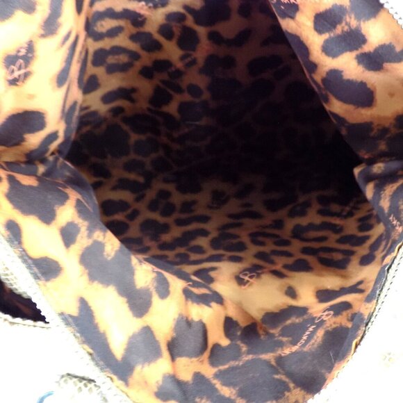 B. Makowsky Snake Embossed Leather Shoulder Handbag Brown Multi Leather - Picture 8 of 12